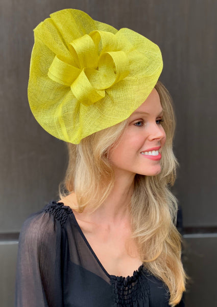 Tia Big Lime Derby Fascinator Lime Green / Yellow Kentucky Derby Fascinator,Royal Wedding Hat, Spring Racing Headband,Fancy Fascinator Hat Lime,Ladies Tea-Party Hat
