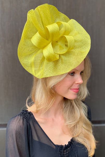 Tia Big Lime Derby Fascinator Lime Green / Yellow Kentucky Derby Fascinator,Royal Wedding Hat, Spring Racing Headband,Fancy Fascinator Hat Lime,Ladies Tea-Party Hat