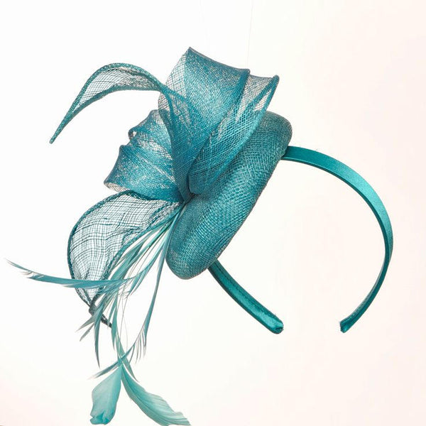 Betsy Turquoise/Aqua/ Teal Fascinator, Kentucky Derby Hat Teal, Spring Racing Headband, Ladies Wedding Millinery, Cocktail Hat,Tea-Party Hat