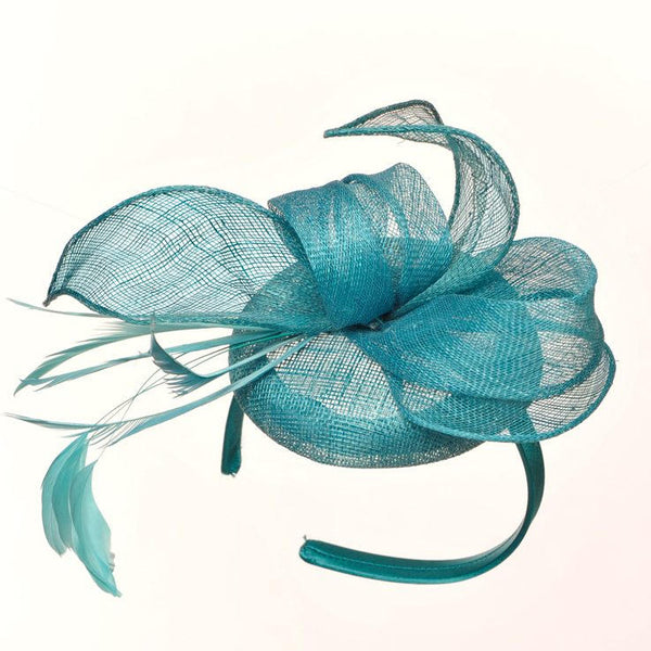 Betsy Turquoise/Aqua/ Teal Fascinator, Kentucky Derby Hat Teal, Spring Racing Headband, Ladies Wedding Millinery, Cocktail Hat,Tea-Party Hat