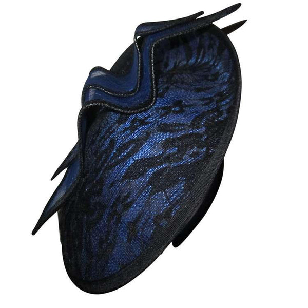 Caprice Royal Blue & Black Fascinator, Kentucky Derby Fascinator Hat, Spring Racing Fashion 2023, Wedding Hats for Women, Tea-Party Headband