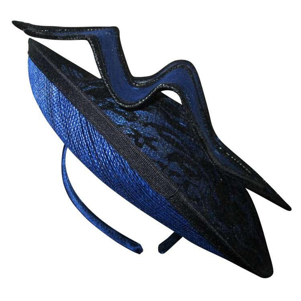 Caprice Royal Blue & Black Fascinator, Kentucky Derby Fascinator Hat, Spring Racing Fashion 2023, Wedding Hats for Women, Tea-Party Headband
