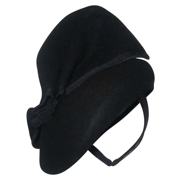 Sophia Black Wool Fascinator, Winter Derby Hat, Fancy Wool Hat, British Wedding Hat, Ladies Felt Hat, Wool Church Hat, Racewear, Royal Hats