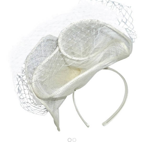 Sale item** Aubrey Cream Fascinator with Netting, Oaks Fascinator, Kentucky Derby Hat with Headband, Spring Racing Hat, Cream Hat, Wedding Hat,Women's Hat