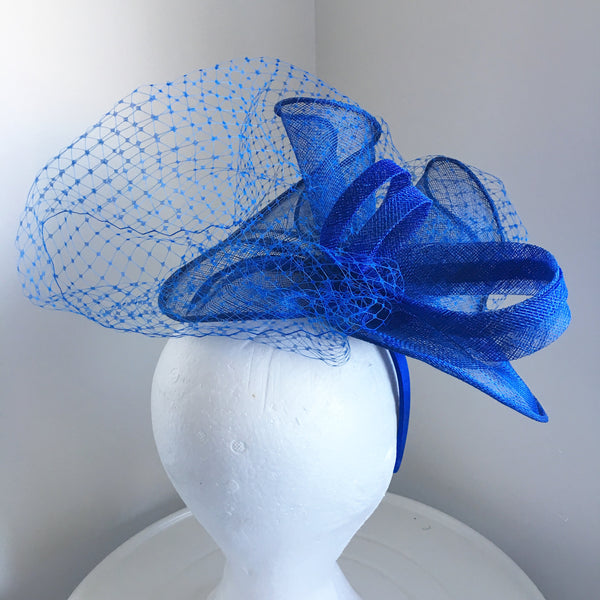 SALE ITEM**Aubrey Blue Fascinator, Kentucky Derby Fascinator, Blue Derby Headband, Royal Wedding Hat, Women's Tea Hat, Blue Racewear