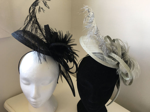 Zelda Light Gray Fascinator /Millinery, Kentucky Derby Hat, Oaks Fascinator, Royal Wedding Hat, Spring Derby Fashion, Ladies Tea-Party Millinery