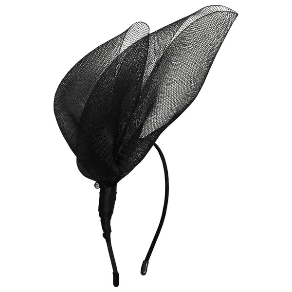 SALE ITEM* MIKA Crin Black Kentucky Derby Fascinator, Spring Racing, Royal Wedding Millinery, Fancy Hats for Women, Tea Hat with Headband