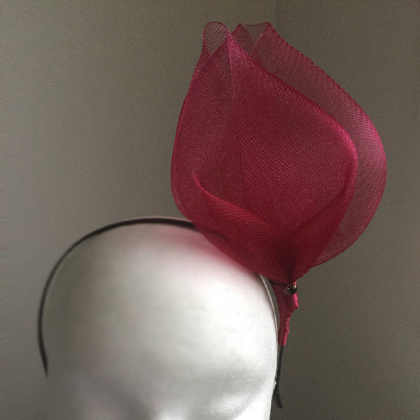 SALE ITEM* MIKA Cherry Red Fascinator, Maroon Kentucky Derby Fascinator, Cherry Oaks Headband, Spring Racing Fashion, Wedding Headpiece, Tea Hat