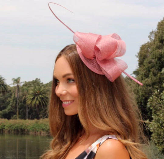 Cara Salmon Orange / Tangerine Fascinator, Kentucky Derby Fascinator, Salmon Orange Fascinator, Wedding Hats, Tea Party Hat