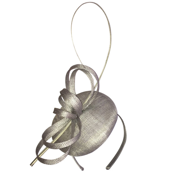 Camille Gray Derby Fascinator, Kentucky Derby Hat, Gray Royal Hat, Oaks Hat with Headband, Wedding Fascinator, Silver Millinery, Tea Hat