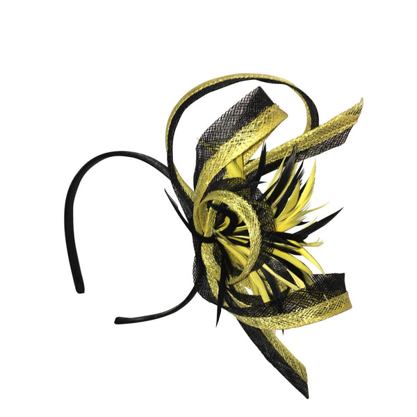 Nikita Black and Yellow Derby Fascinator, Kentucky Derby Fascinator, Women's Derby Headband, Yellow Millinery, Spring Racing, Tea-Party Hat