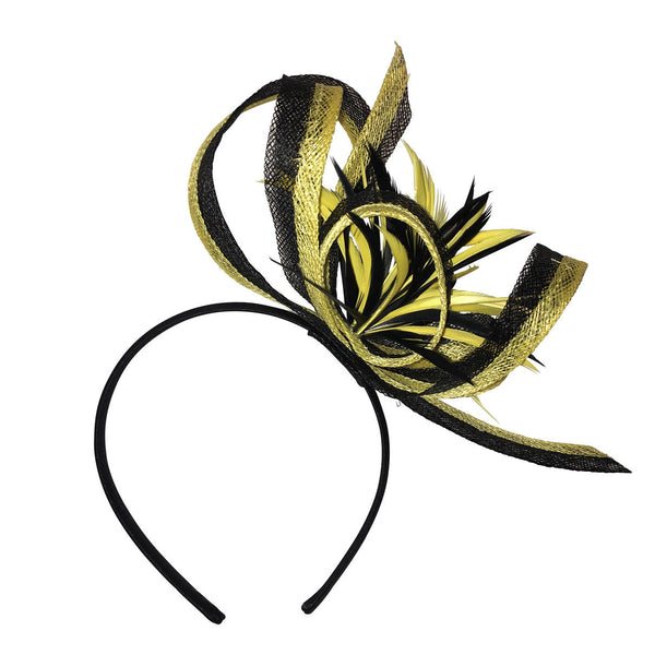 Nikita Black and Yellow Derby Fascinator, Kentucky Derby Fascinator, Women's Derby Headband, Yellow Millinery, Spring Racing, Tea-Party Hat