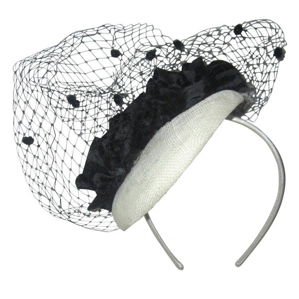 Layla Black & Cream Fascinator, Kentucky Derby Hat, Royal Wedding Hat, Black and White Cocktail Hat, Spring Racing Headband, Women's Tea Hat