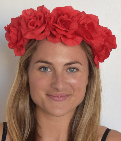 SALE item* Isabella Red Flower Crown Headband, Red Kentucky Derby Fascinator, Floral Derby Headpiece, Spring Racing 2023, Red Hair Accessory