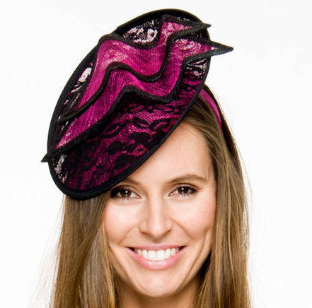 Caprice Black & Cream Fascinator, Kentucky Derby Hat, Oaks Hat, Royal Wedding Hat, Black and White Millinery, Women's Fancy Hat, Tea Hat