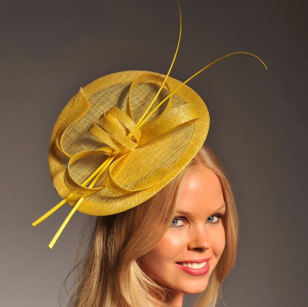 Lulu Yellow Fascinator, Kentucky Derby Hat, Fancy Yellow Hat, Spring Racing Headband, Wedding Hats for Women, Ladies Hats, Tea-Party Hat