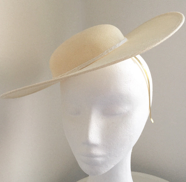 Adeline Cream & White Fascinator Hat with Headband, Tea-Party Fascinator,High Quality Derby Hat,Royal Wedding Hats for Women,Cream Millinery
