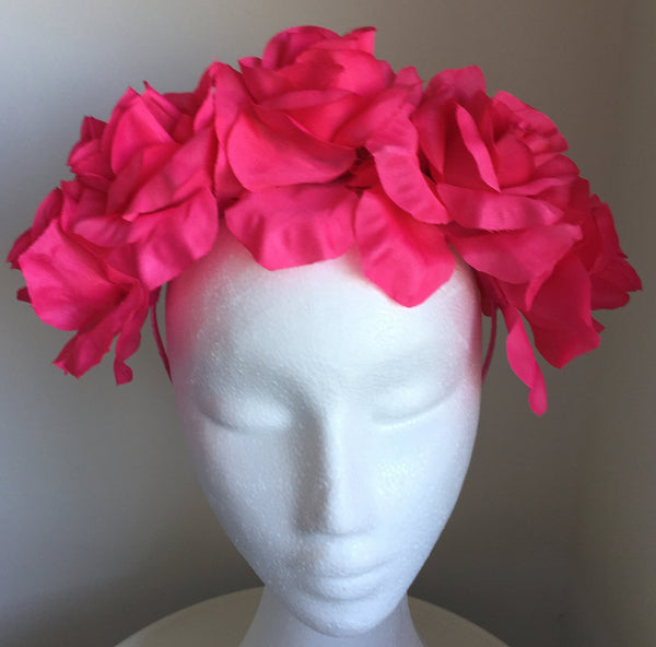 SALE item* Isabella Fuchsia Pink Fascinator, Bright Pink Derby Headband, Wedding Headpiece, Kentucky Derby Fashion 2023, Oaks Flower Crown