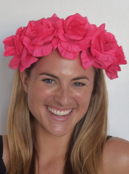 SALE item* Isabella Fuchsia Pink Fascinator, Bright Pink Derby Headband, Wedding Headpiece, Kentucky Derby Fashion 2023, Oaks Flower Crown