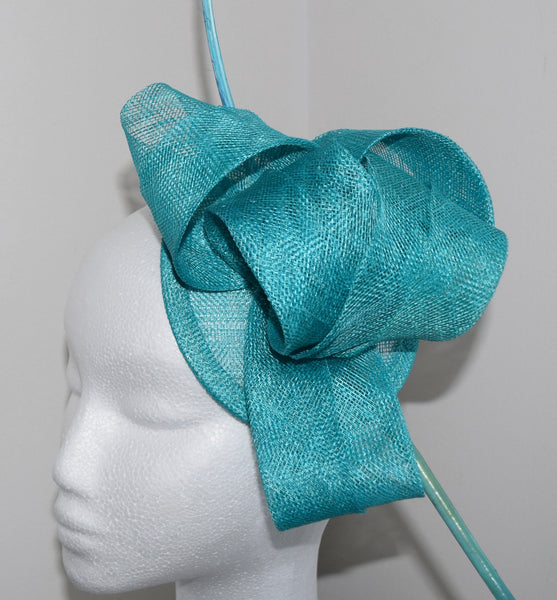 Cara Aqua/ Teal Fascinator Hat, Spring Racing Headband, Kentucky Derby Fascinator, Ladies Wedding Hat, Fancy Hats for Women, Tea-Party Hat