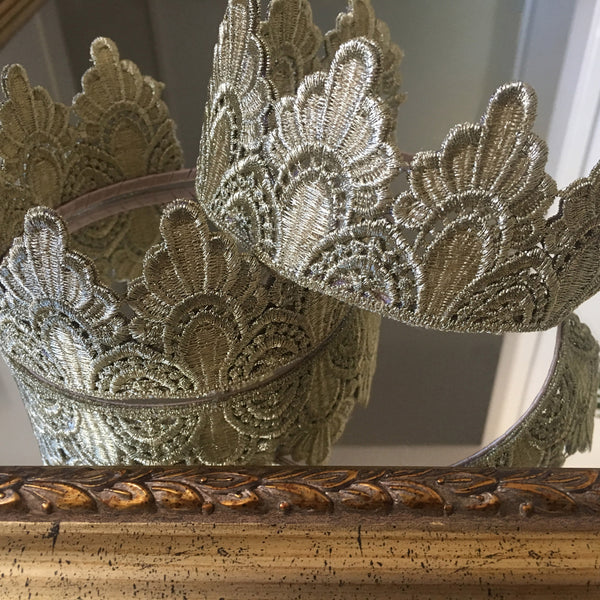 SALE ITEM* ISADORA Gold Embroidered Crown Tiara, Kentucky Oaks Derby Headband, Spring Racing Fashion 2023, Royal Tea-Party Headpiece