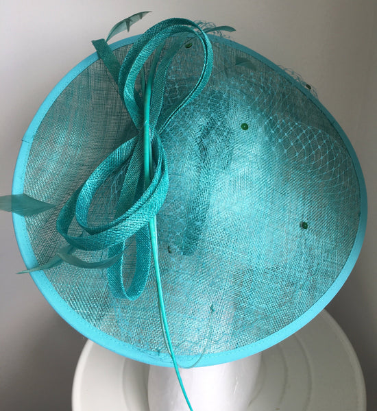 Lydia Teal Fascinator, Kentucky Derby Hat, Saucer Fascinator, Aqua Hat, Fancy Royal Wedding Hat, Women's Derby Hat, Tea Party Hat, Millinery