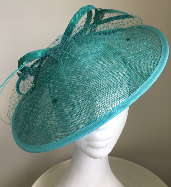 Lydia Teal Fascinator, Kentucky Derby Hat, Saucer Fascinator, Aqua Hat, Fancy Royal Wedding Hat, Women's Derby Hat, Tea Party Hat, Millinery
