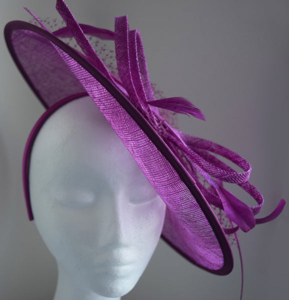 Lydia Purple Fascinator, Kentucky Derby Hat, Purple Oaks Fascinator, Millinery, Royal English Wedding Hat, Fancy Hat for Women, Saucer Fascinator