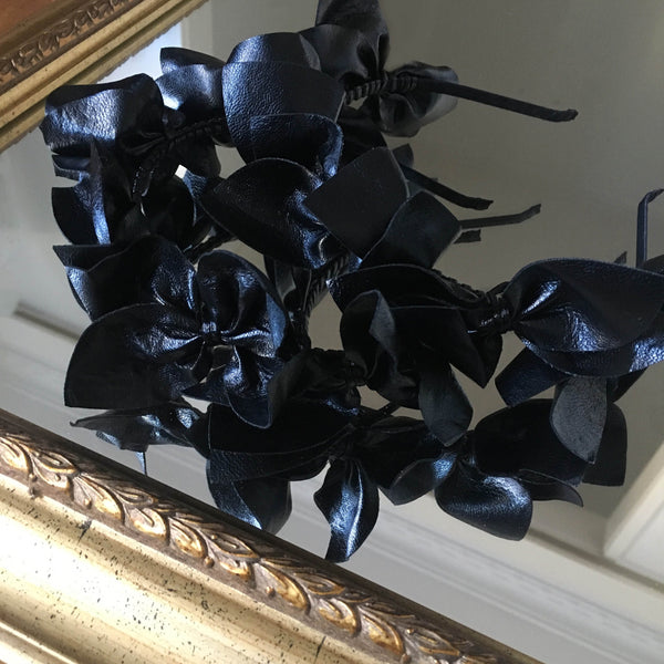 SALE ITEM* Divinia Black Leather Crown, Derby Headband, Leather Tiara, KY Derby Headpiece, Race-Day Millinery, Spring Racing Hair Accessory