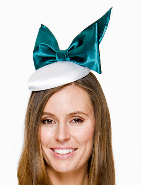 SALE item* Lena Two-Tone Turquoise Green & White Fascinator, Kentucky Derby Hat, Ladies Cocktail Hat, Derby Hats for Women, Green Royal Hat