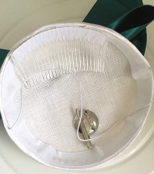 SALE item* Lena Two-Tone Turquoise Green & White Fascinator, Kentucky Derby Hat, Ladies Cocktail Hat, Derby Hats for Women, Green Royal Hat