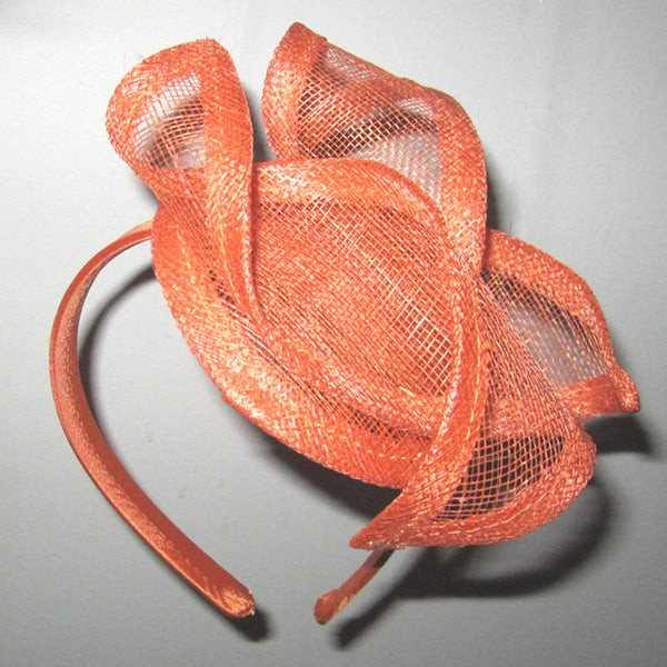 Ruby Orange Fascinator, Kentucky Derby Hat, Spring Racing Headband, Orange Mini-Hat, Royal Wedding Hat, Tea-Party Fascinator, Millinery