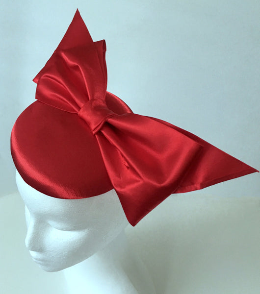 SALE item* Tiffany Red Satin Fascinator, Red Kentucky Derby Hat, Ladies Cocktail Hat, Spring Racing Fascinator, Women's Derby Hats 2023