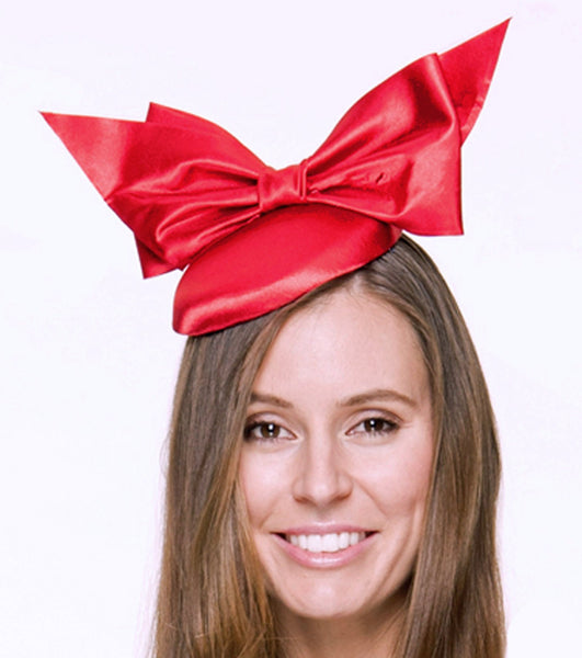 SALE item* Tiffany Red Satin Fascinator, Red Kentucky Derby Hat, Ladies Cocktail Hat, Spring Racing Fascinator, Women's Derby Hats 2023