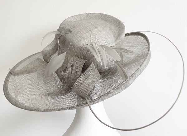 SALE item* Betina Wide-Brim Gray Derby Hat, Kentucky Derby Hat Light Gray, Ladies Derby Hats, Royal Wedding Hat, Fancy Hat, Spring Racing