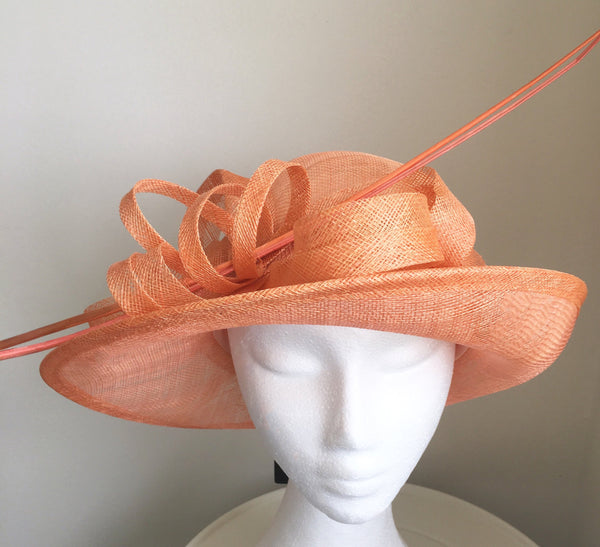 Esta Salmon / Peach Derby Hat, Kentucky Derby Hat, Spring Racing Fashion 2023, Derby Hats for Women, Royal Tea Party Hat, Formal Hat Salmon