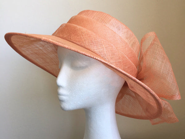 SALE item* Annabel Peach Derby Hat, Salmon Kentucky Derby Hat, Ladies Tea Hat, Spring Racing Fashion 2023, Derby Hats for Women, Fancy Hat