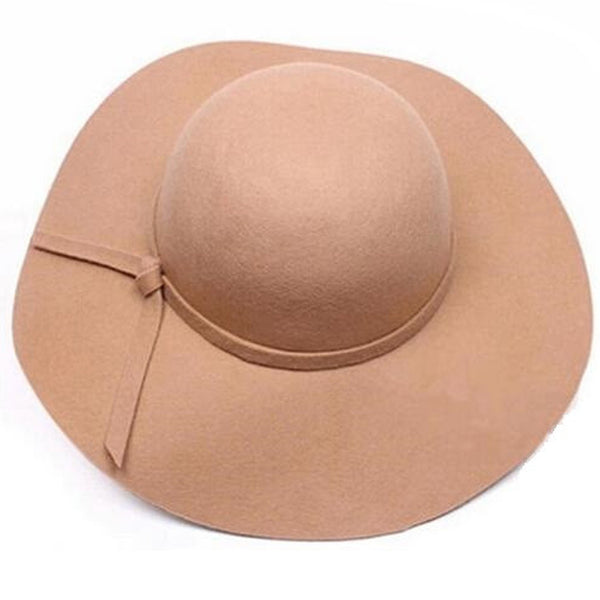 Lyla Beige Wide-Brim Sun Hat, Kentucky Derby Hat, Foldable Ladies Hat, Derby Hats for Women, Beige Wool Hat, Wool Felt Hat Adjustable Size