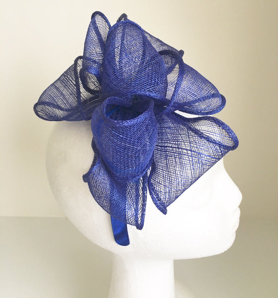 Eve Royal Blue Fascinator, Kentucky Derby Fascinator, Royal Wedding Hats, Blue Millinery, Tea Party Hat, Spring Racing Fashion, Derby Party