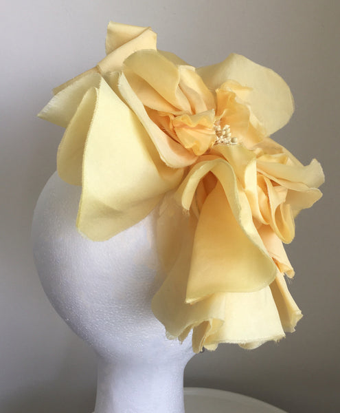 Madeline Sorbet Yellow Derby Fascinator, Butter Yellow Kentucky Derby Fascinator, Royal Hat Yellow, Tea-Party Headband, Derby Hats for Women