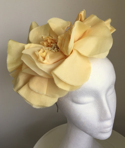 Madeline Sorbet Yellow Derby Fascinator, Butter Yellow Kentucky Derby Fascinator, Royal Hat Yellow, Tea-Party Headband, Derby Hats for Women