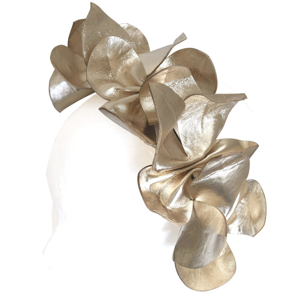 SALE item* Harper Gold Leather Crown, Kentucky Derby / Oaks Headband, Derby Hair Accessory, Spring Racing Fashion, Women's Derby Fascinators