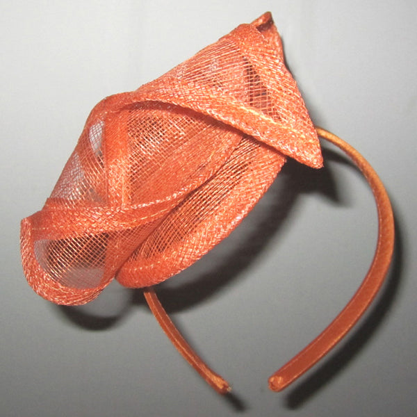 Ruby Orange Fascinator, Kentucky Derby Hat, Spring Racing Headband, Orange Mini-Hat, Royal Wedding Hat, Tea-Party Fascinator, Millinery