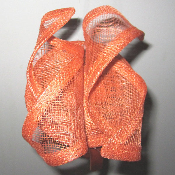 Ruby Orange Fascinator, Kentucky Derby Hat, Spring Racing Headband, Orange Mini-Hat, Royal Wedding Hat, Tea-Party Fascinator, Millinery