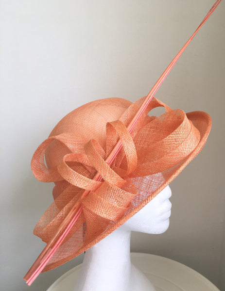 Esta Salmon / Peach Derby Hat, Kentucky Derby Hat, Spring Racing Fashion 2023, Derby Hats for Women, Royal Tea Party Hat, Formal Hat Salmon