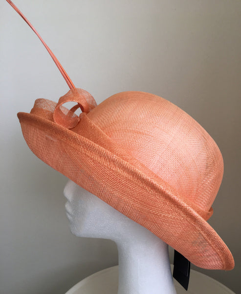 Esta Salmon / Peach Derby Hat, Kentucky Derby Hat, Spring Racing Fashion 2023, Derby Hats for Women, Royal Tea Party Hat, Formal Hat Salmon