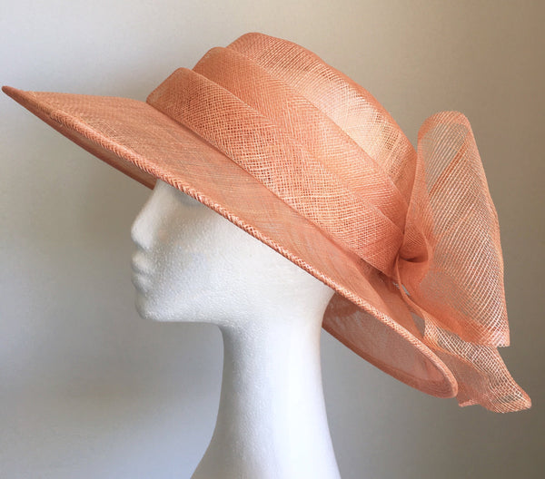 SALE item* Annabel Peach Derby Hat, Salmon Kentucky Derby Hat, Ladies Tea Hat, Spring Racing Fashion 2023, Derby Hats for Women, Fancy Hat